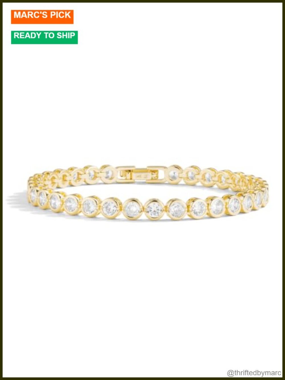 14K Gold Filled Tennis Bracelet 3.5MM Bezel Cubic Zirconia Women's Jewelry